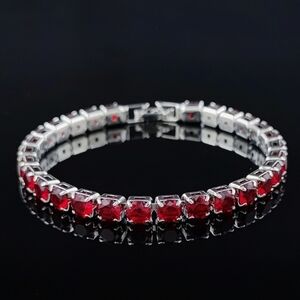 Silver & Red Swarovski Elements Tennis Bracelet 5mm